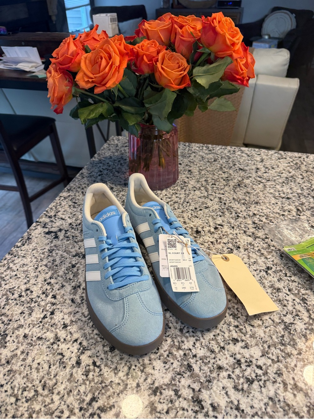adidas Sky Blue Suede Sneakers with White Stripes 10M/11W